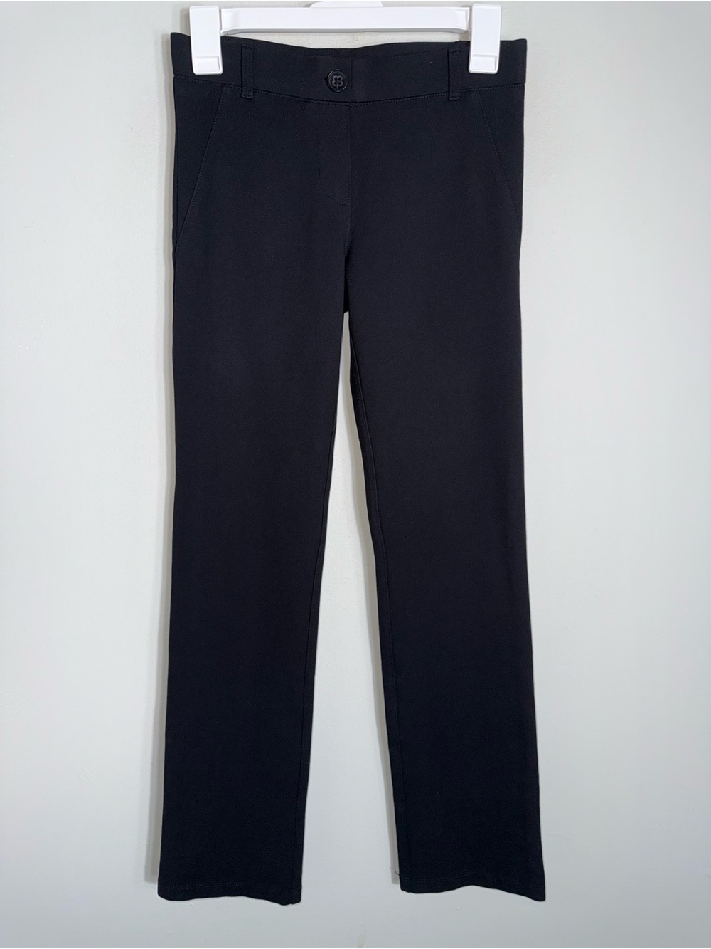 Betabrand Straight Leg Black Pants-Elastic Waist-Comfort Stretch-Size XS Petite